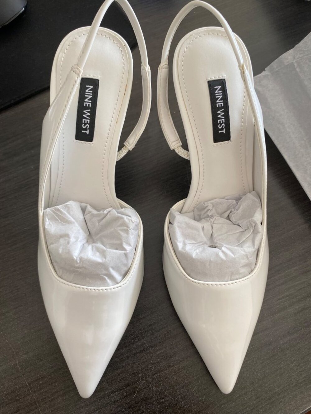 NINE WEST Womens Mollie Pointed Toe Flare Slip Slingback White Size 5M NIB